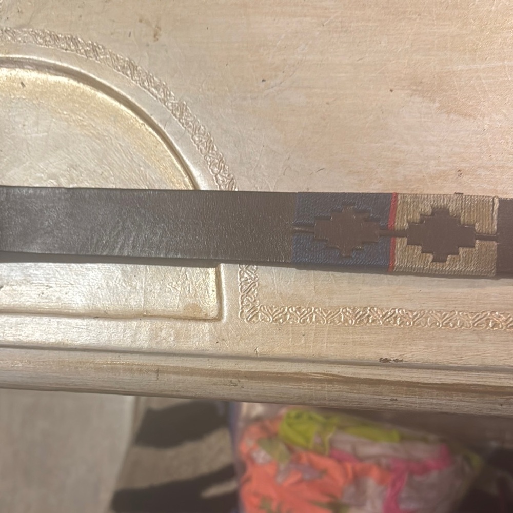 Brown Leather Belt with Pattern